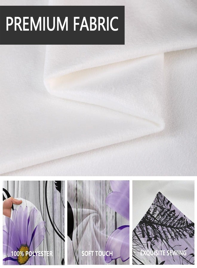 AAtter Purple Floral Window Curtains for Kitchen Lavender Lilac Flowers Fun Girls Butterfly Small Short Home Living Room Bedroom Bathroom Drapes Treatment Tiers Fabric 1 Pair, 27.5" W x 45" L, Rustic - Image 2